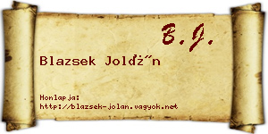 Blazsek Jolán névjegykártya